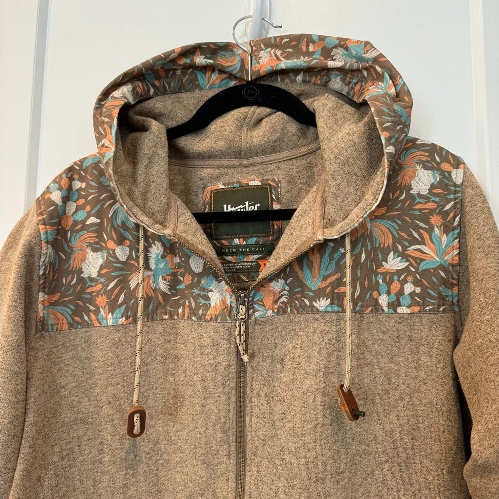 Howler Bros Hoodie Mens Medium Brown Full Zip Shaman Sweatshirt Printed Yoke - Picture 2 of 3
